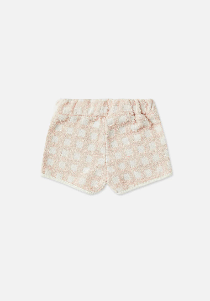 Miann & CO - Towelling Shorts in Pink Tint Check