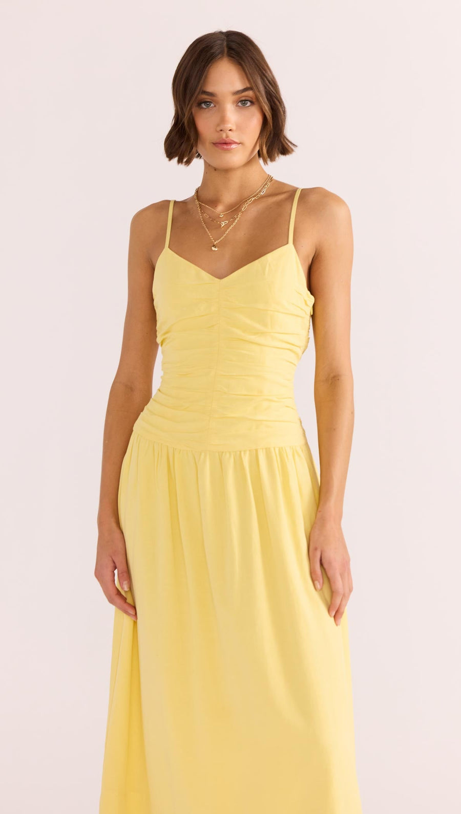 Minkpink - Ophelia Rouched Midi Dress in Lemon