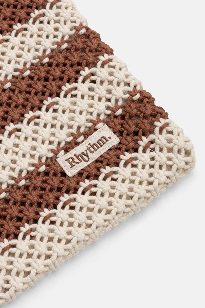 Rhythm - Cove Stripe Crochet Tote Bag in Caramel