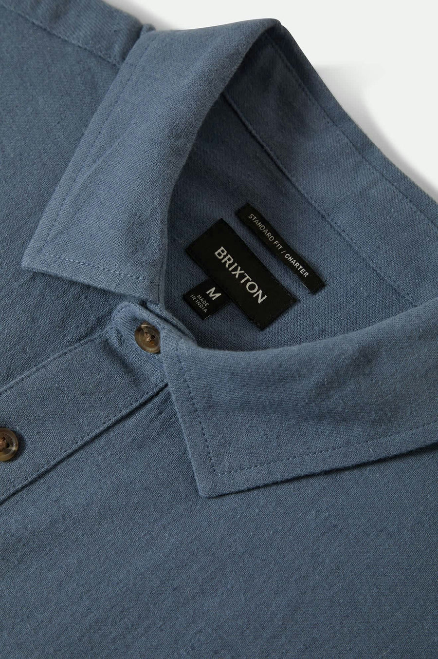 Brixton - Charter Organic Cotton Linen Blend S/S  Shirt in Azure Blue