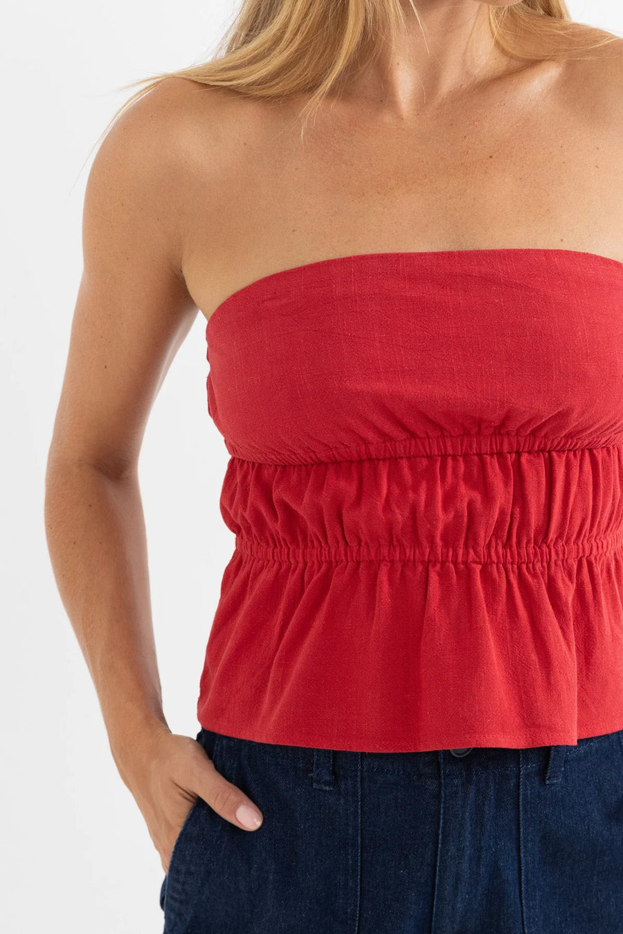 Rhythm - Nadia Strapless Top in Fire