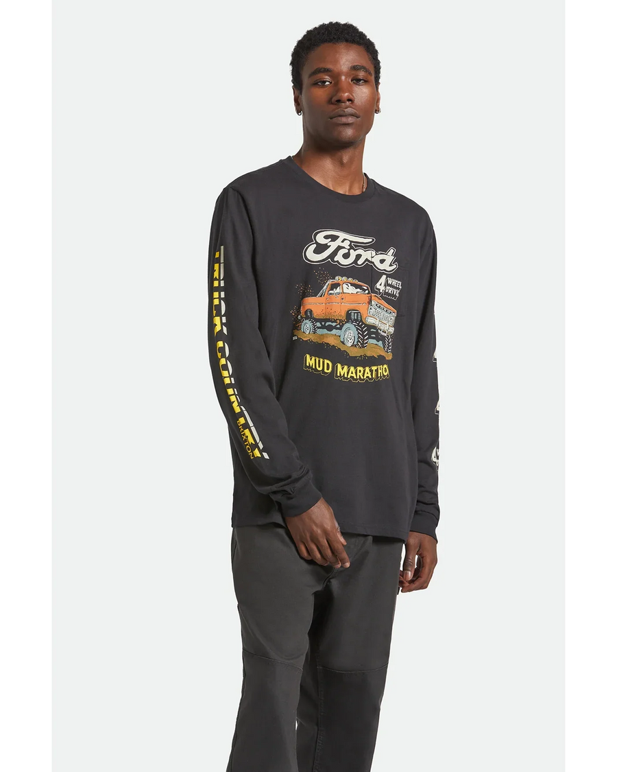 Brixton - Ford Mud Marathon Long Sleeve Tee in Burnt Rubber