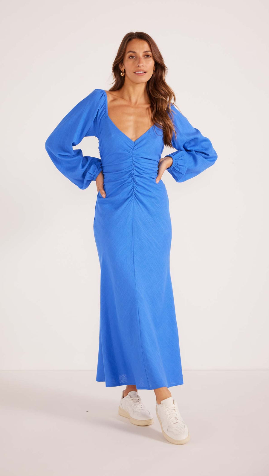 Minkpink - Phoebe Ruched Midi Dress in Saphire