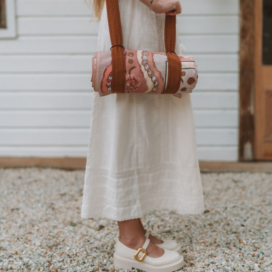 Wandering Folk - Dahlia Picnic Rug in Rose