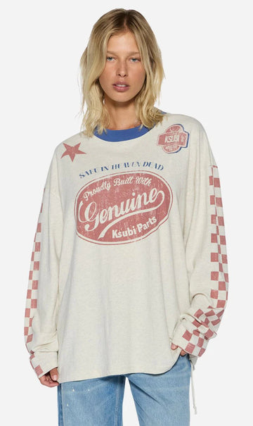 Ksubi - Pitt Lane LS Boyfriend Tee In Oat