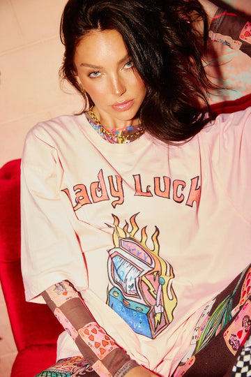Sabbi - The Very Oversized: Lady Luck Tee in Pink