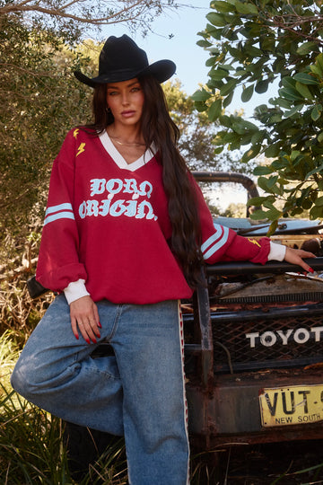 Sabbi - The Very Oversized Born Original Jumper in Maroon