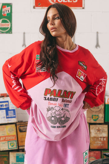 Sabbi - The Long Sleeve Mermaid Racing Tee in Pink (PRE ORDER)
