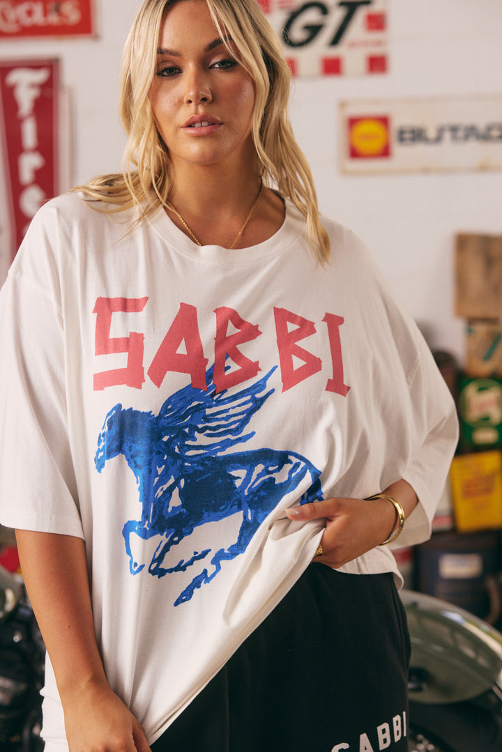 Sabbi - The Very Oversized Rhinestone Tee in Marshmallow