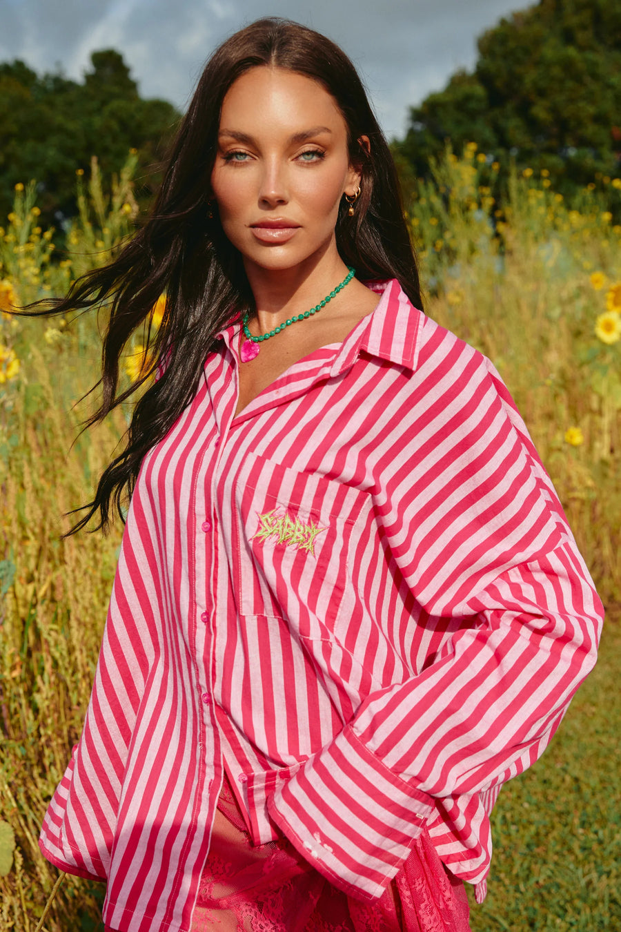 SABBI - The Don Julio Shirt (Sunflower Fields) in Pink Stripe