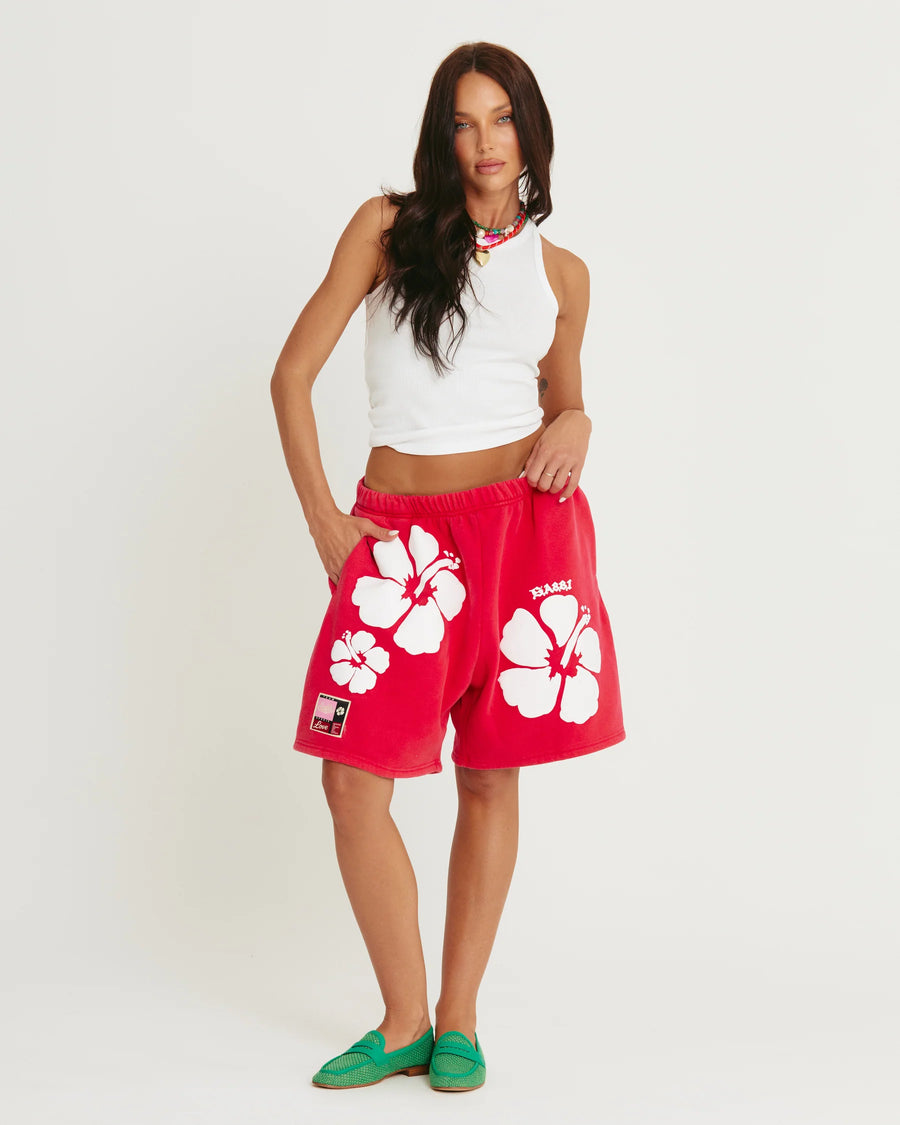 SABBI - Happy Hibiscus Shorts in Red