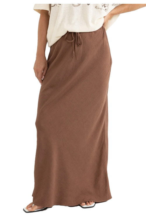 Rhythm - Nadia Bias Cut Maxi Skirt in Chocolate