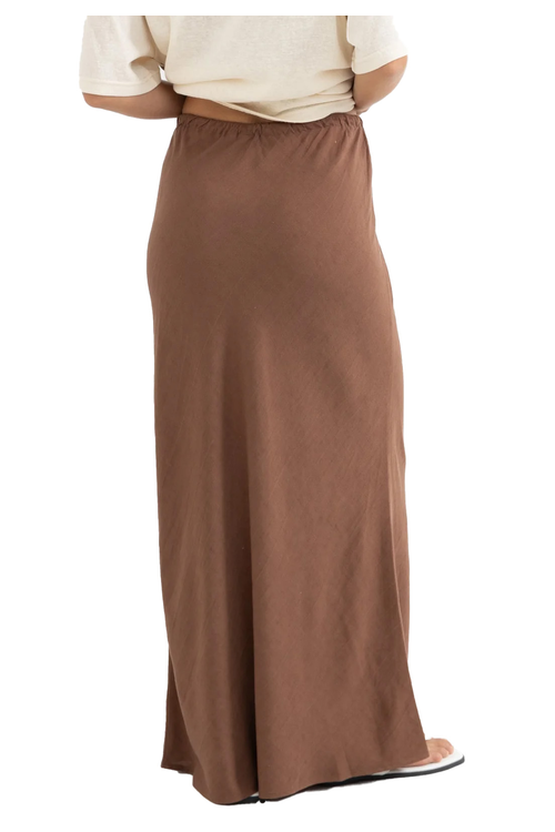 Rhythm - Nadia Bias Cut Maxi Skirt in Chocolate