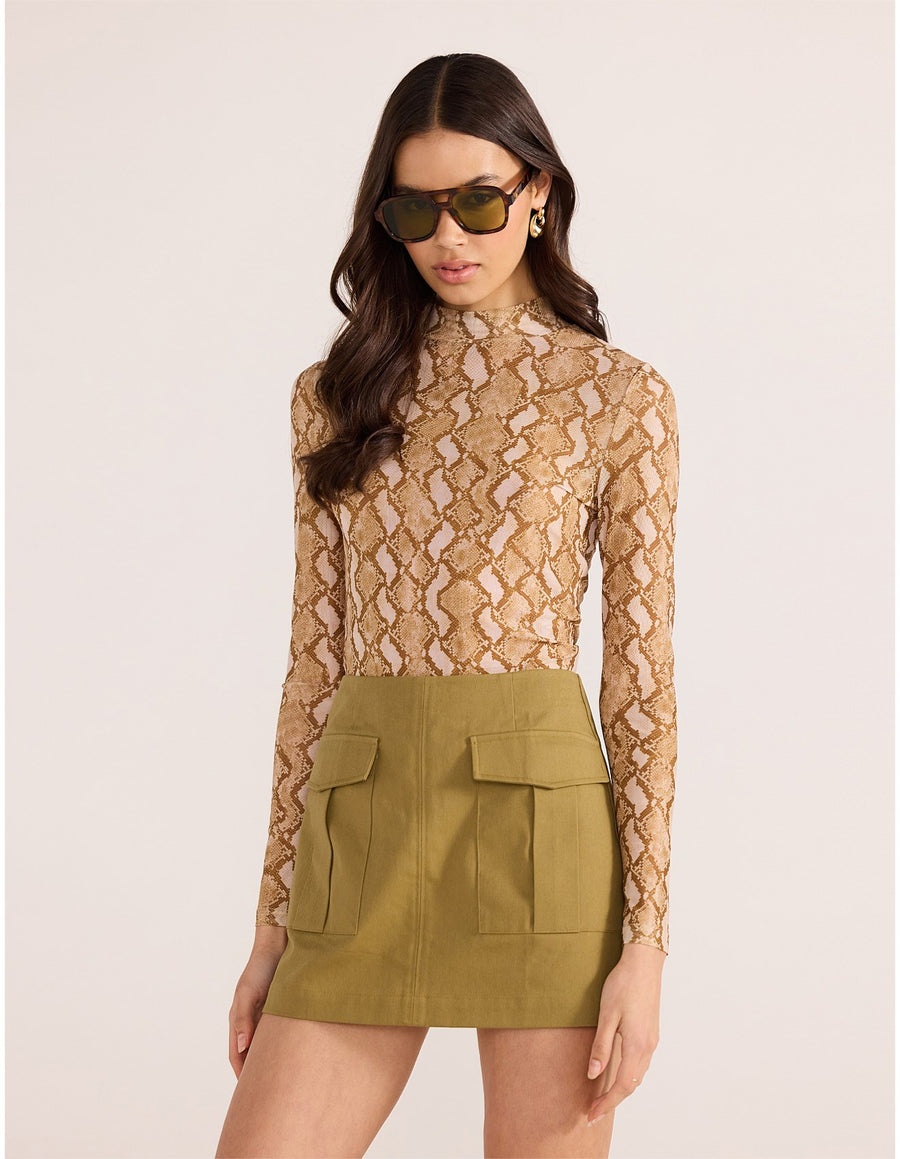 Minkpink - Koa Mesh Skivvy Top in Snake