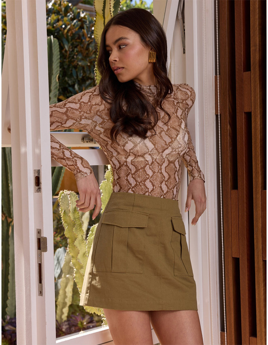 Minkpink - Koa Mesh Skivvy Top in Snake