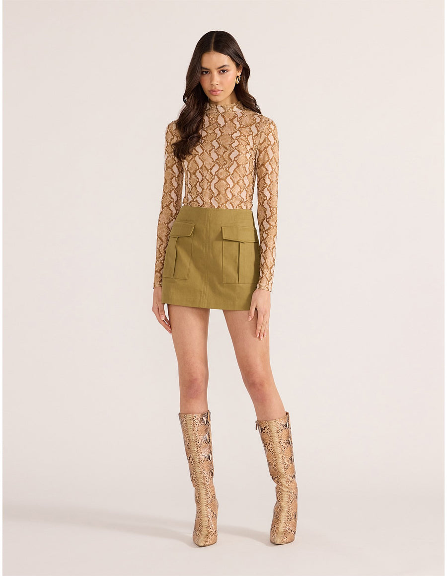 Minkpink - Koa Mesh Skivvy Top in Snake