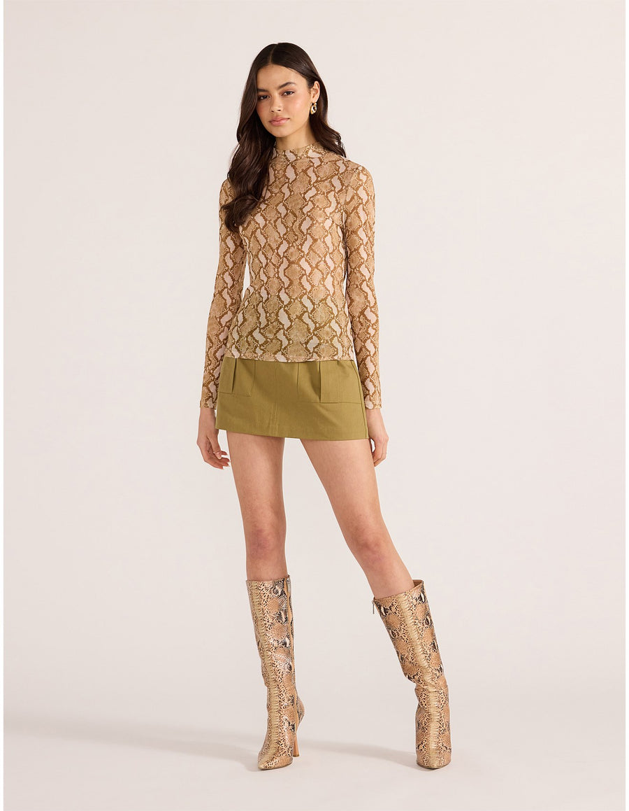 Minkpink - Koa Mesh Skivvy Top in Snake