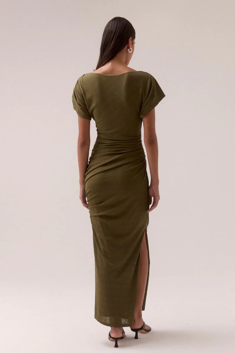 Sovere - Rua Off Shoulder Dress in Olive