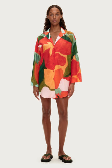 ZULU & ZEPHYR - Cotton Silk Shirt In Red Floral