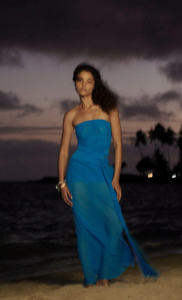 BEC + BRIDGE - Jehnaya Strapless Maxi DreIn Aster Blue