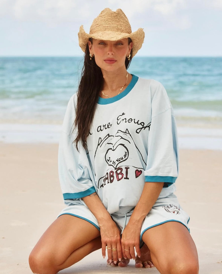 Sabbi - The Very Oversized You Are Enough Tee in Blue