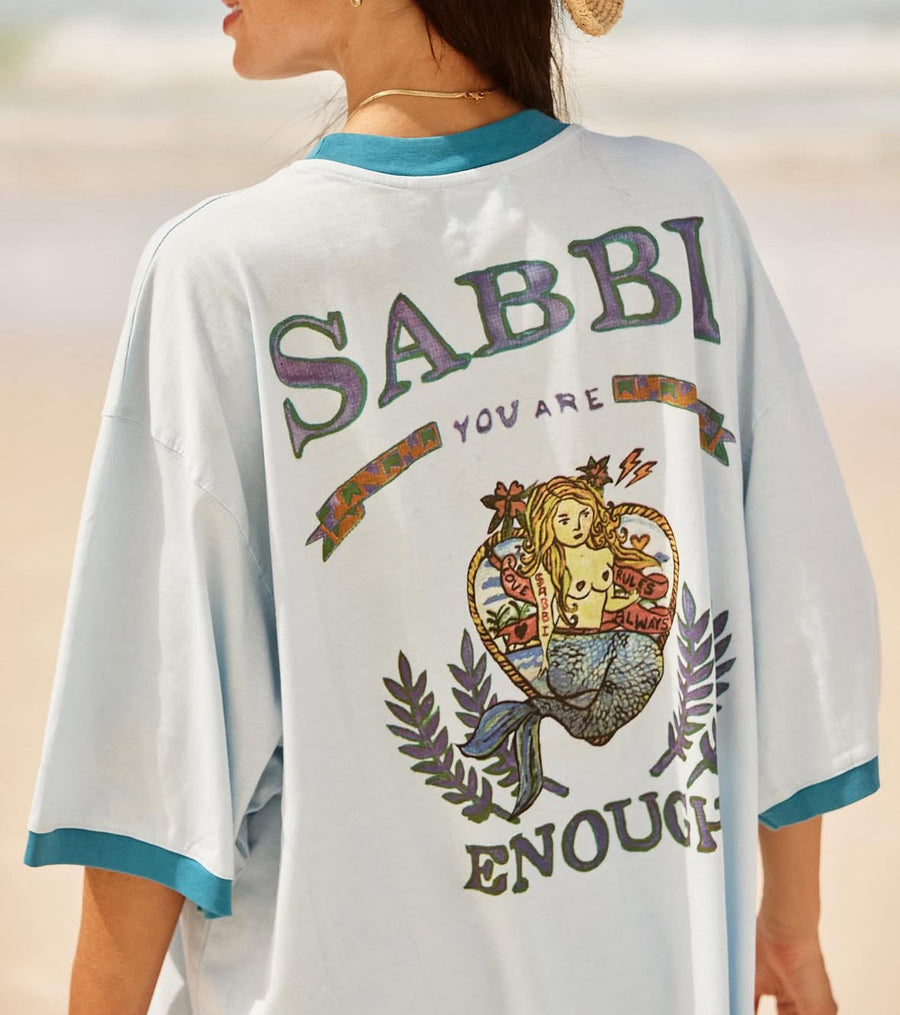 Sabbi - The Very Oversized You Are Enough Tee in Blue