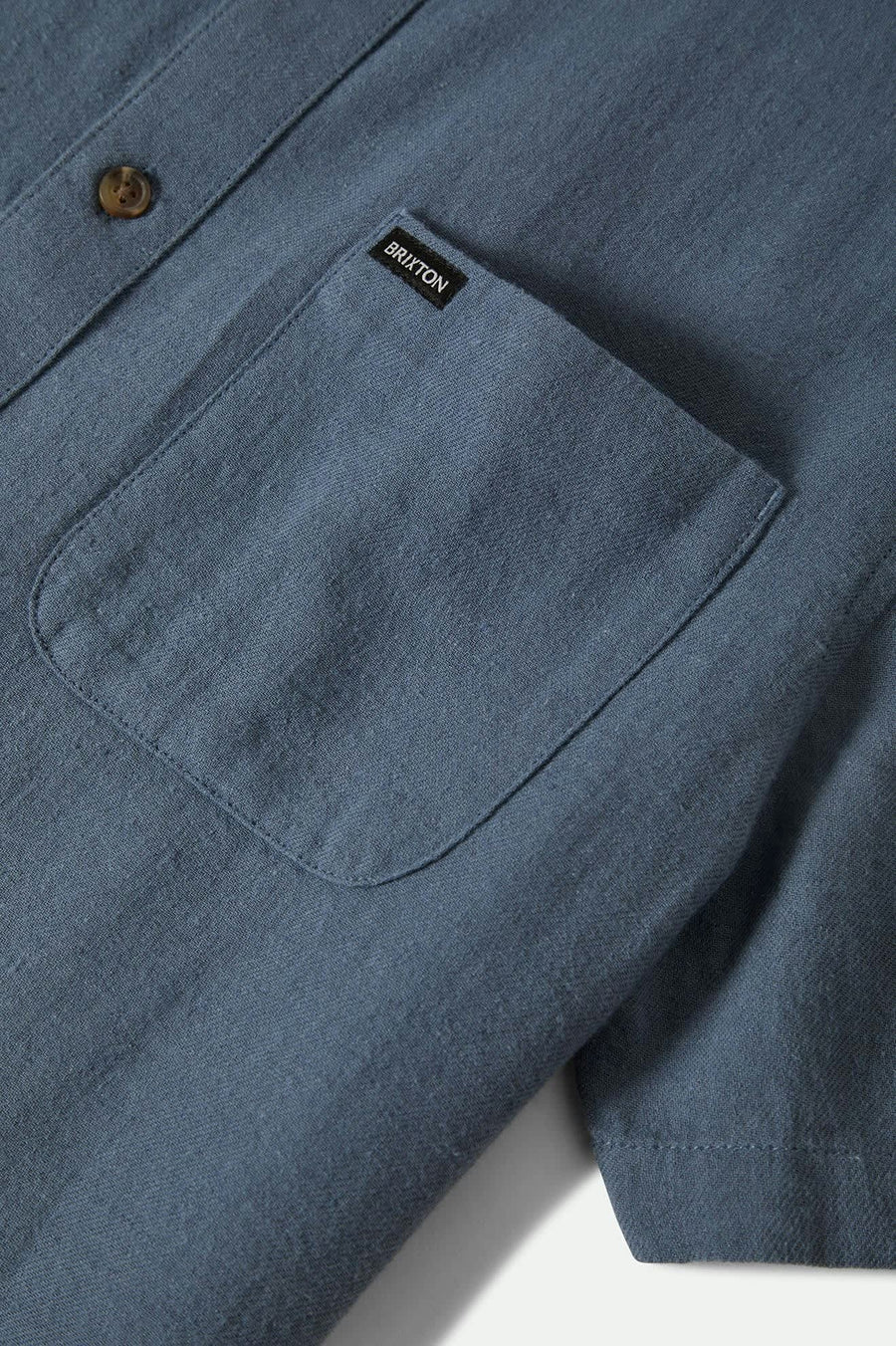 Brixton - Charter Organic Cotton Linen Blend S/S  Shirt in Azure Blue