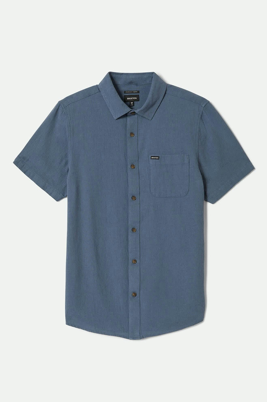 Brixton - Charter Organic Cotton Linen Blend S/S  Shirt in Azure Blue