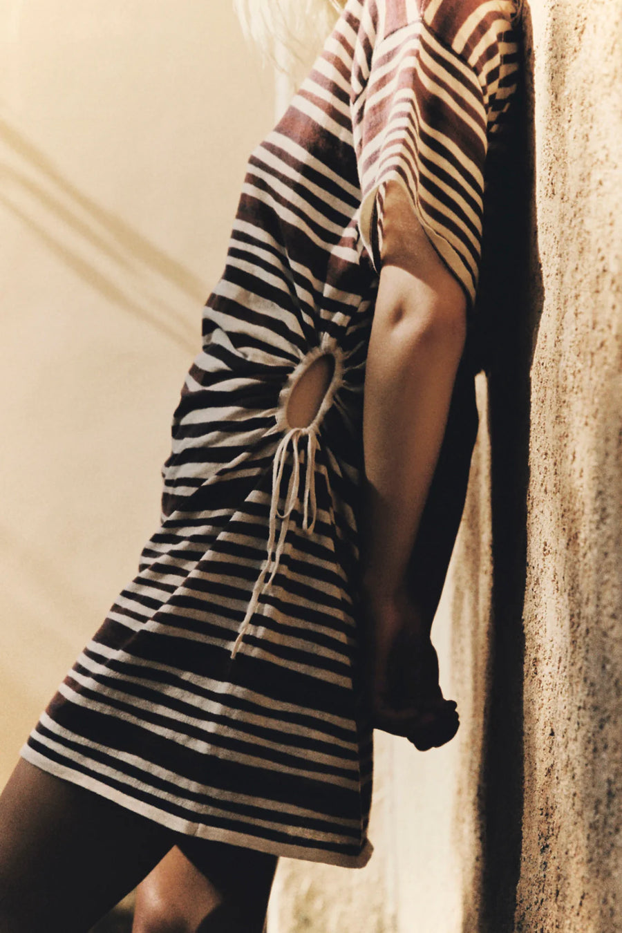 ZULU & ZEPHYR - T-Shirt Knit Dress In Chocolate Stripe