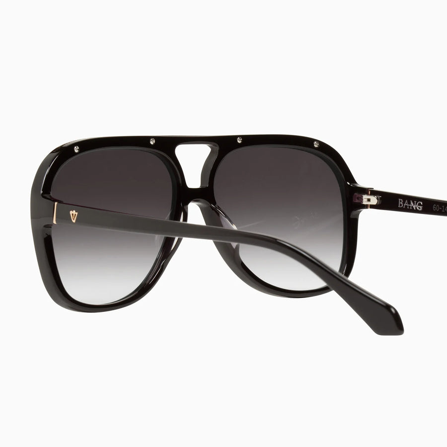 VALLEY EYEWEAR - Bang Gloss Black w. Gold Metal Trim/Black Gradient Lens