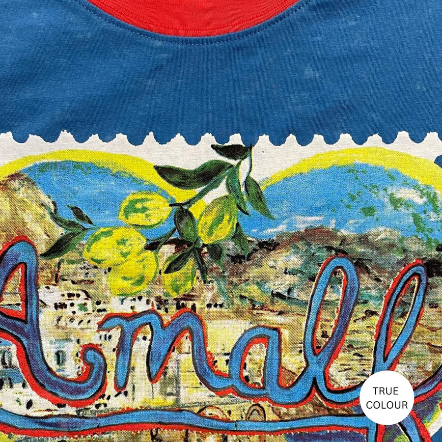SABBI - The Very Oversided: The Amalfi Love Notes Tee in Blue