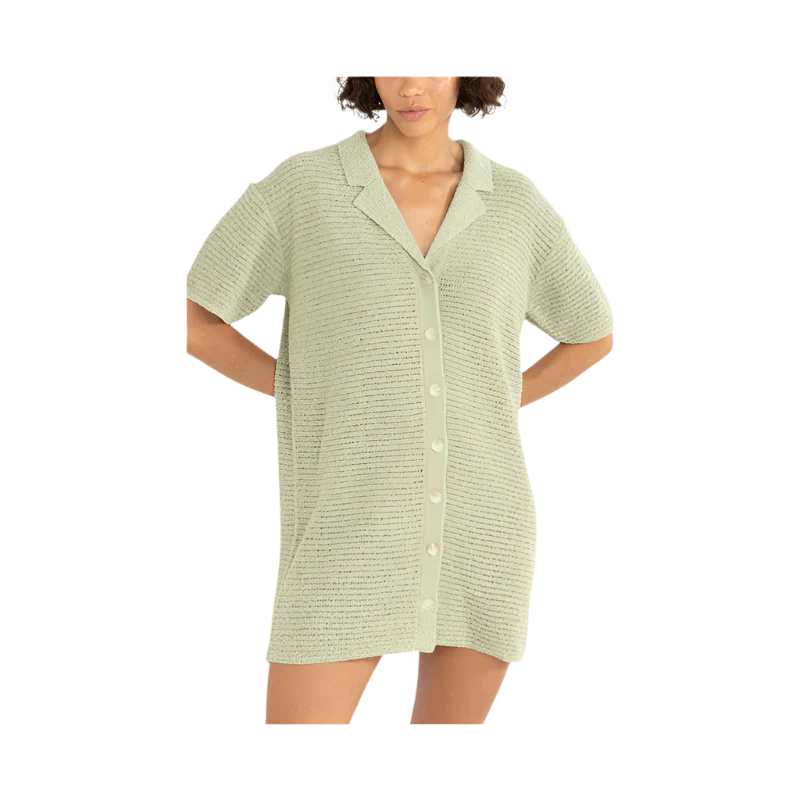 Rhythm - Abby Knit Shirt Dress in Fern