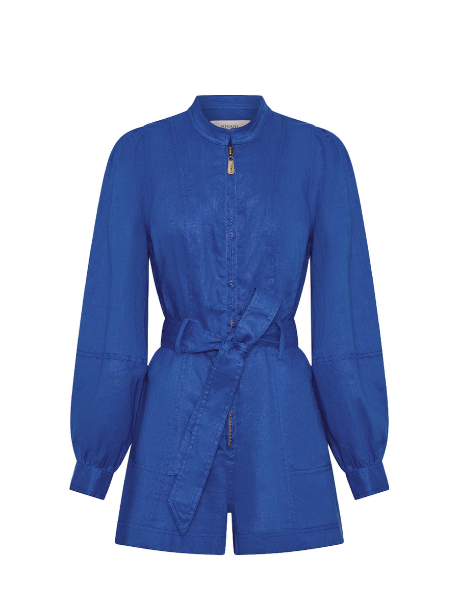 KIVARI - Ada Playsuit In Cobalt Blue