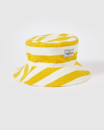 GOLDIE + ACE - Smiley Terry Toweling Bucket Hat in Lemon