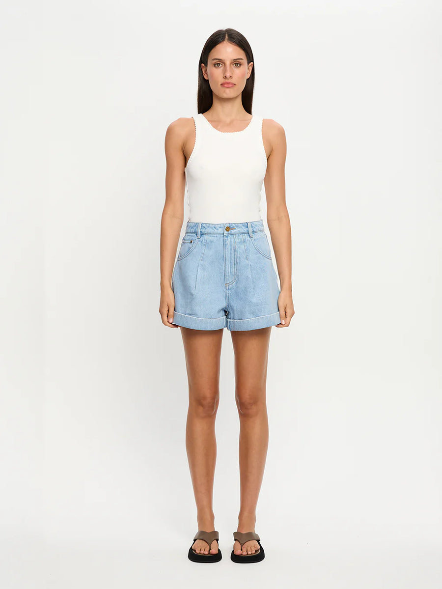 KIVARI - Avery Denim Short In Dusty Blue