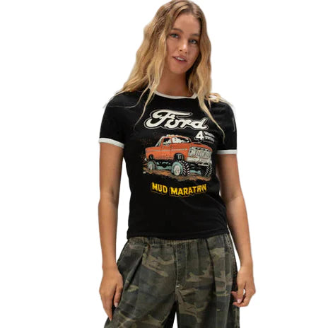 Brixton - Ford Mud Marathon Ringer Tee in Burnt Rubber
