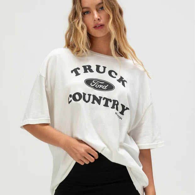 Brixton - Ford Truck Country Oversized Tee in Wimbledon White