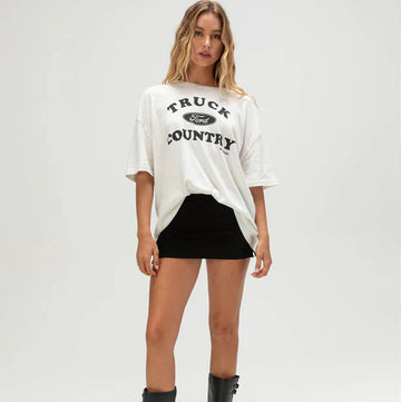 Brixton - Ford Truck Country Oversized Tee in Wimbledon White
