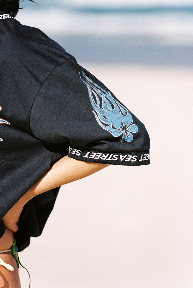 Sea Street - Aloha Moto SS T-Shirt in Washed Black