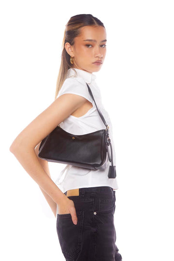 PETA + JAIN - Brody Shoulder Bag in Black PU/Gold