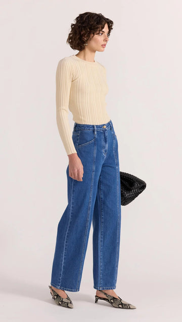 Staple the Label - Brooks High Waisted Jeans in Mid Blue