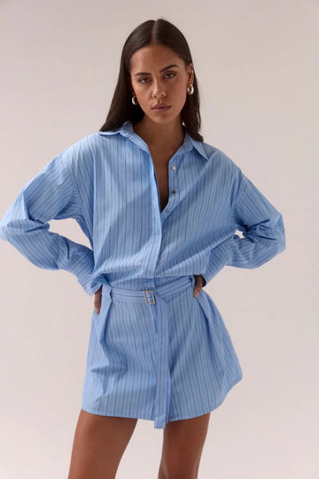 Sovere - Brynn Shirt Dress in Venice Blue Stripe