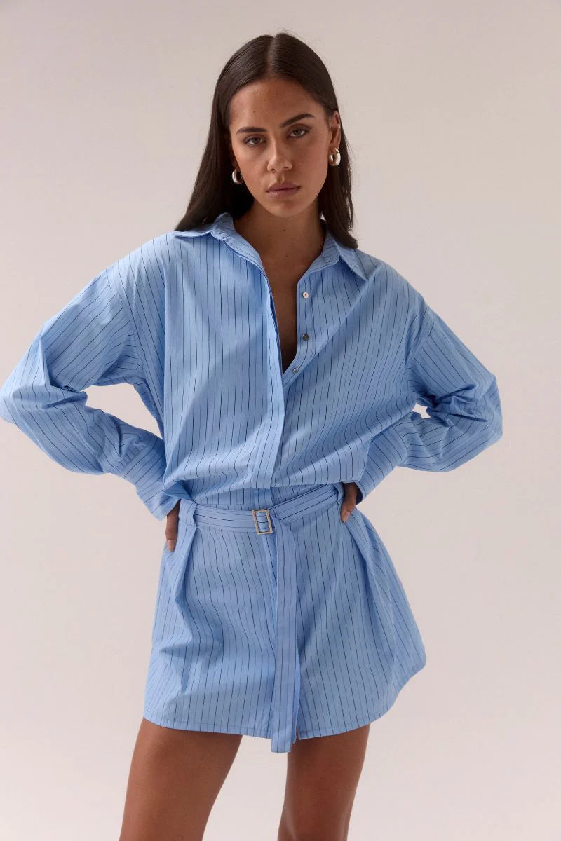 Sovere - Brynn Shirt Dress in Venice Blue Stripe