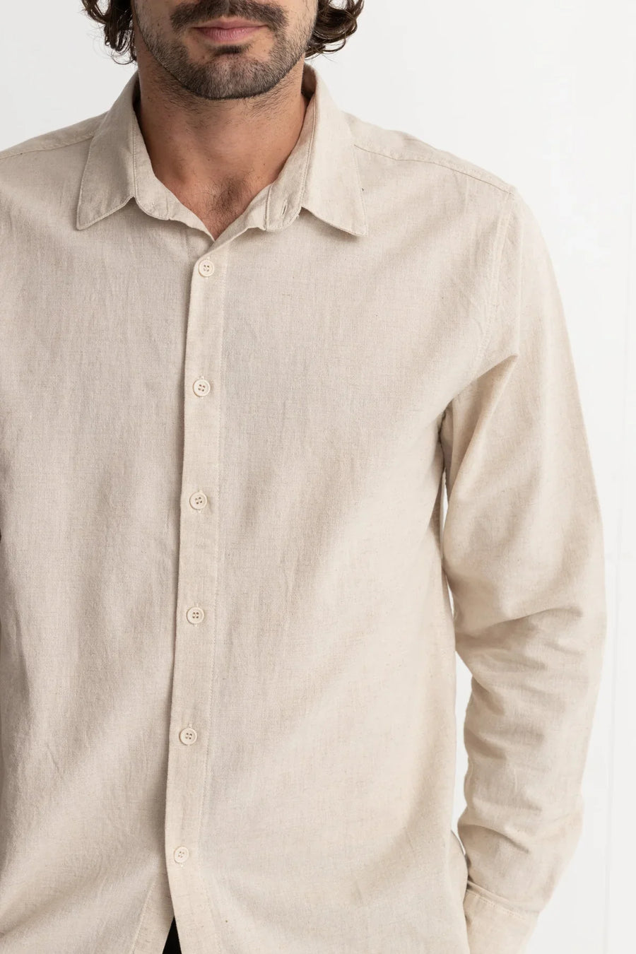 RHYTHM - Classic Linen LS Shirt in Sand