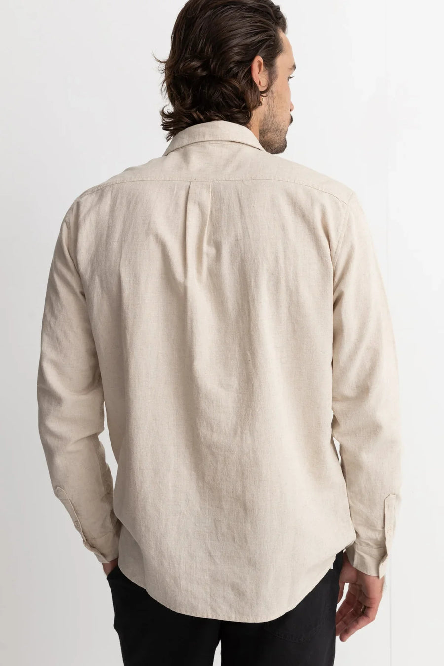 RHYTHM - Classic Linen LS Shirt in Sand