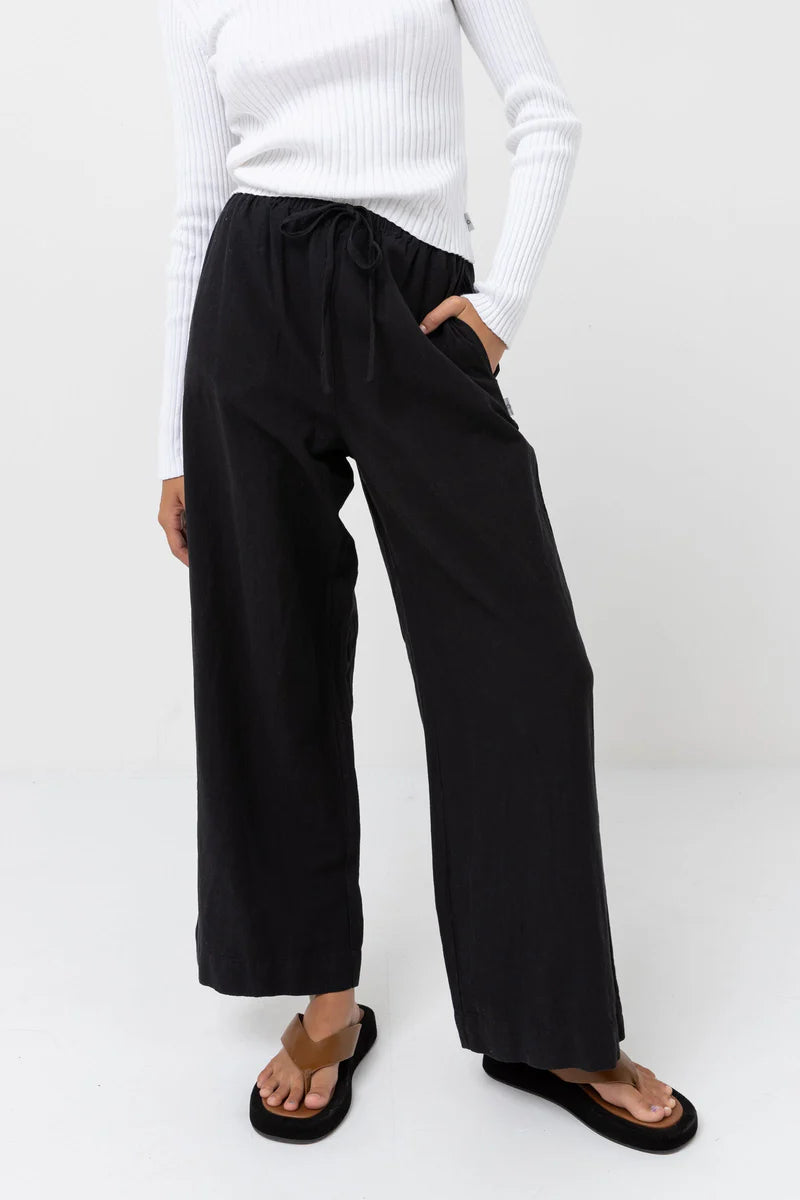 Rhythm - Classic Drawstring Pant in Black