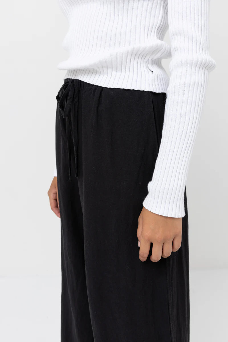 Rhythm - Classic Drawstring Pant in Black