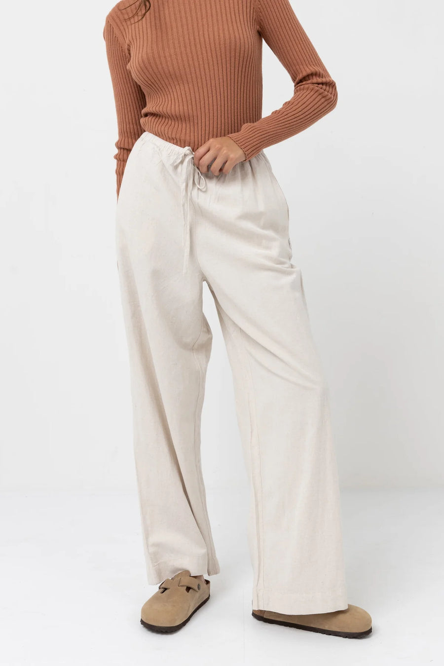 Rhythm - Classic Drawstring Pant in Oat