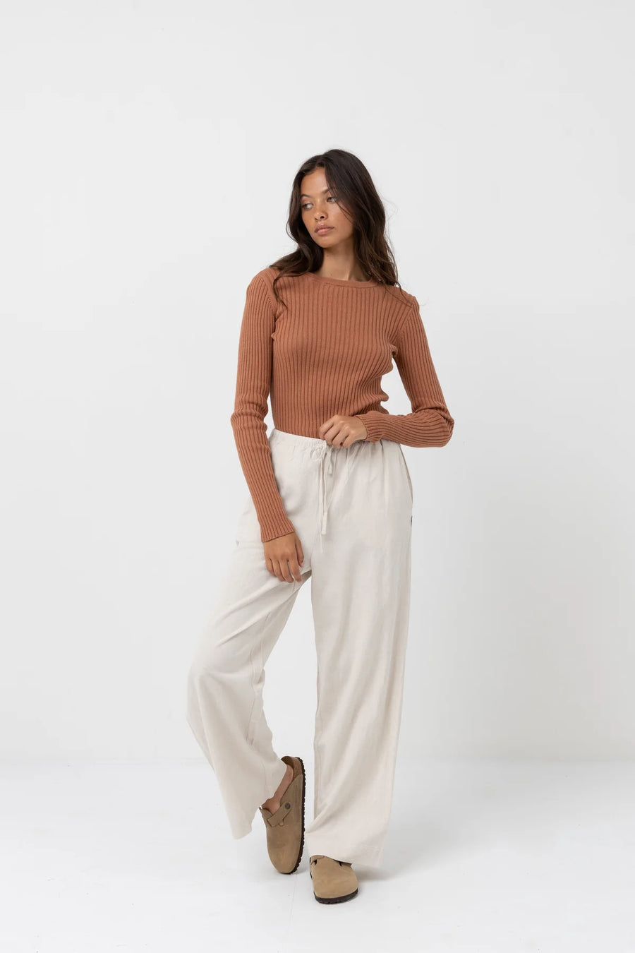 Rhythm - Classic Drawstring Pant in Oat