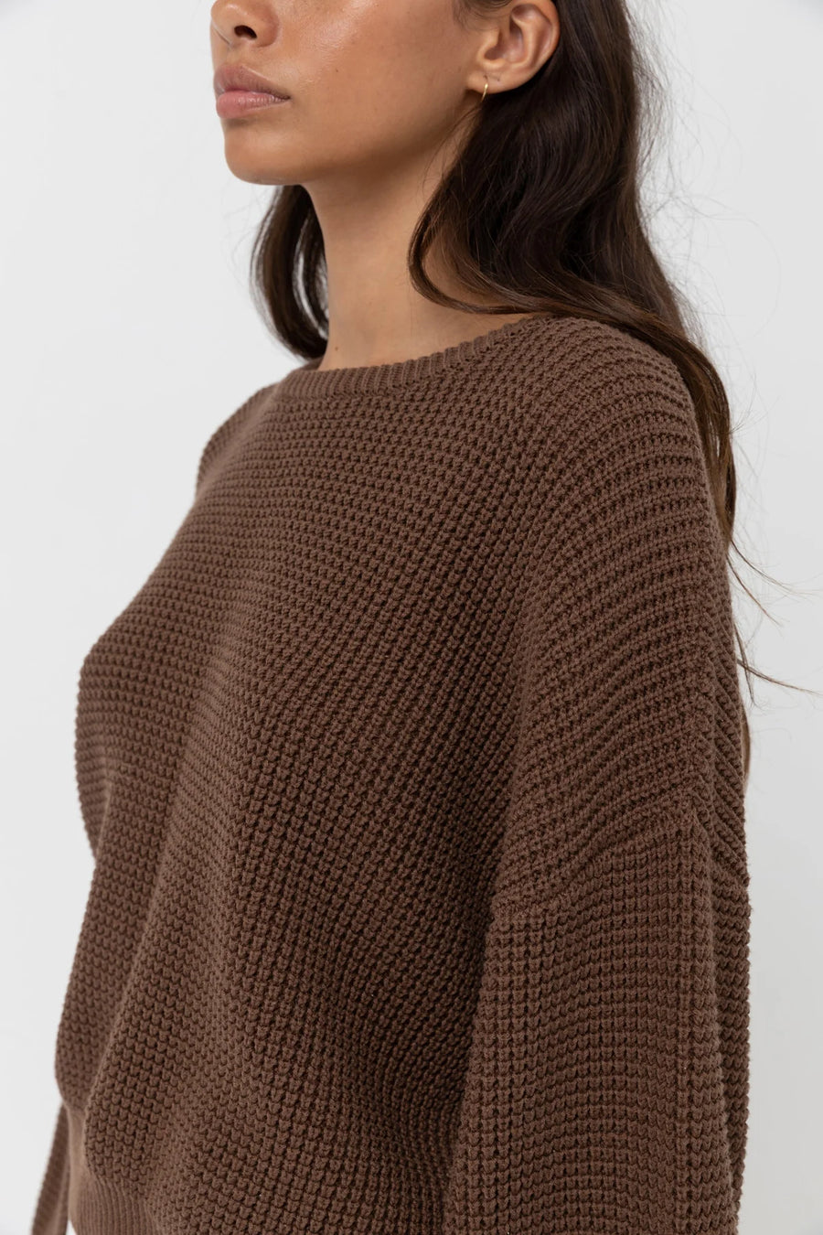 Rhythm - Classic Knit Jumper in Chocolate